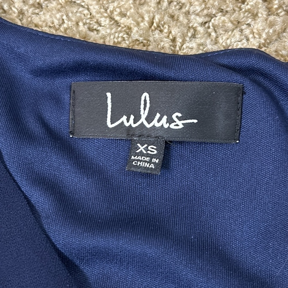 NWT Lulu’s | Shifting Dears Long Sleeve Dress Navy Blue XS - Picture 8 of 11